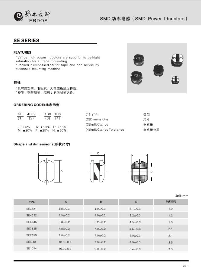 SMD功率电感（SMD Power Idnuctors）
